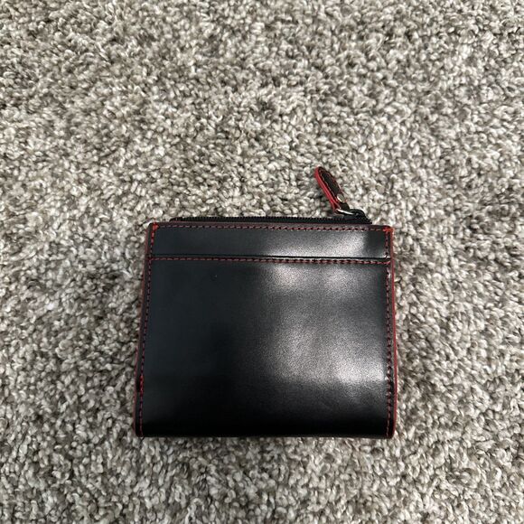 Lodis Audrey Under Lock & Key Aldis Black/Red Stitched Wallet - Picture 2 of 7